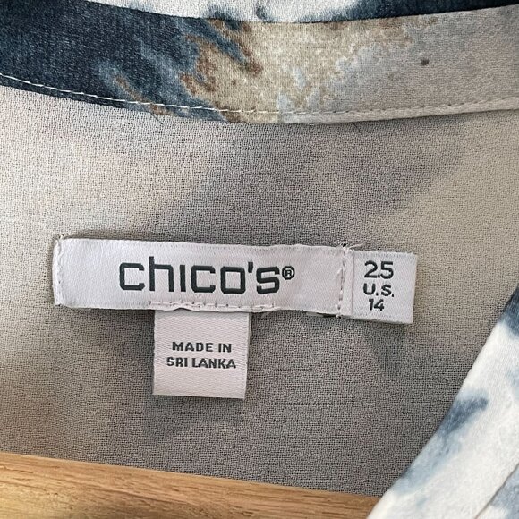 Chicos Womens 14 Tie dye High Low Tunic Top Button Up Blouse Shirt Long Sleeve - Picture 4 of 13